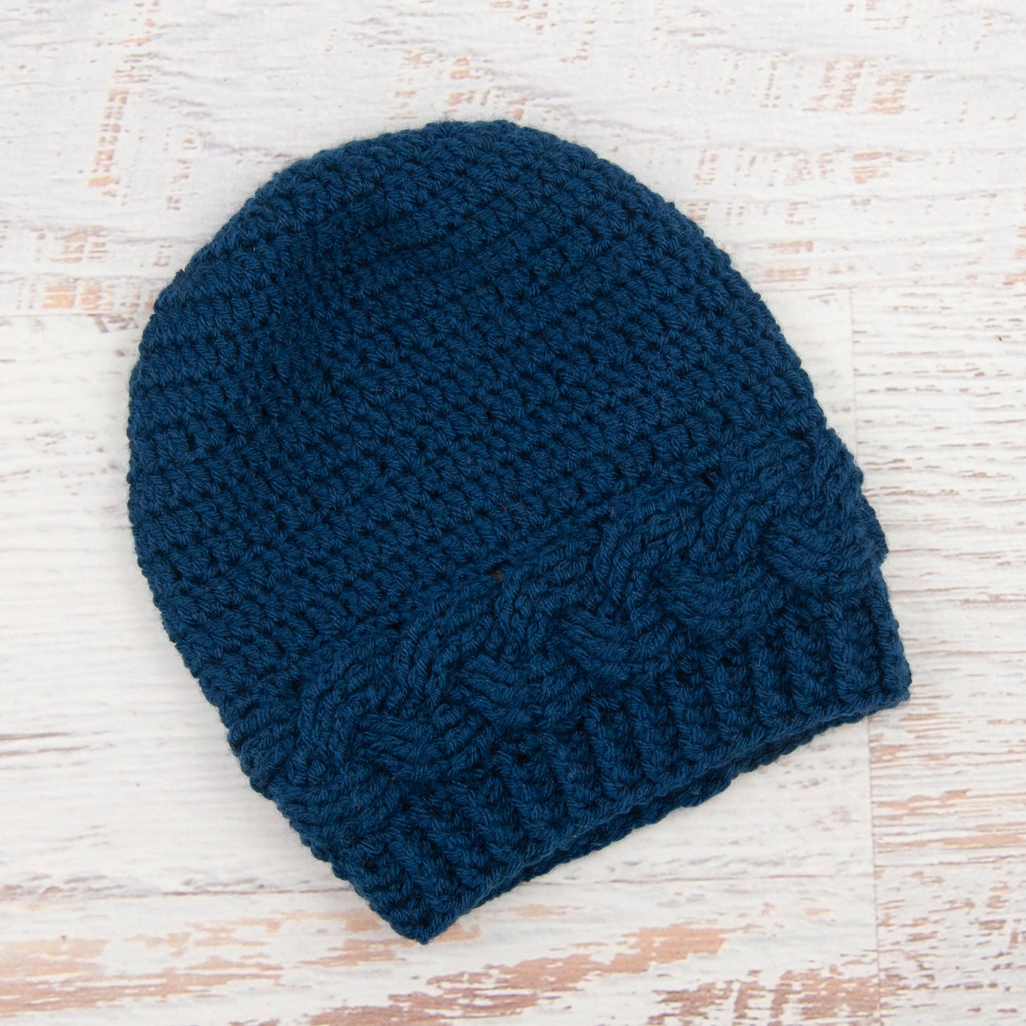 In-Stock 3-10 Year Cabled Slouchy Toque in Midnight Blue
