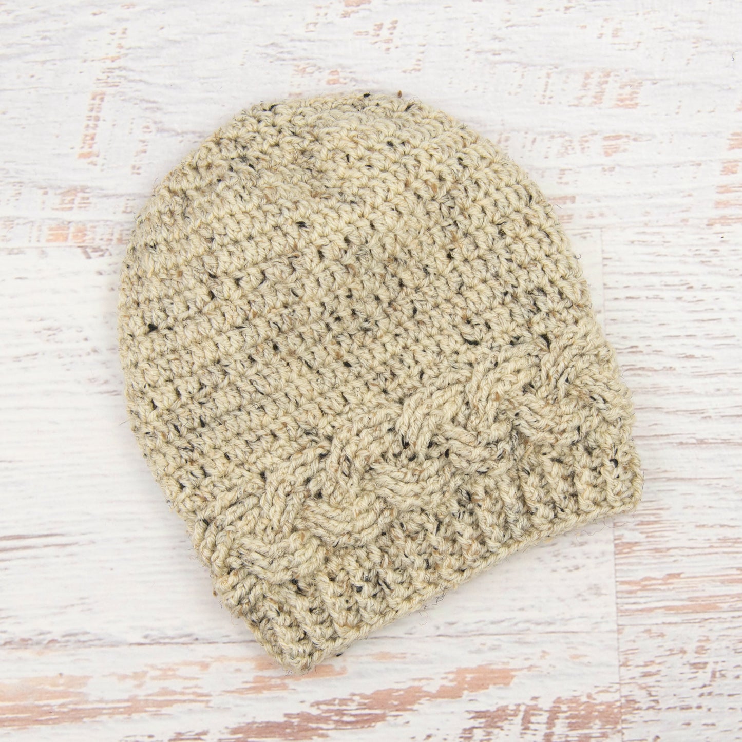 In-Stock 3-10 Year Cabled Slouchy Toque in Oatmeal