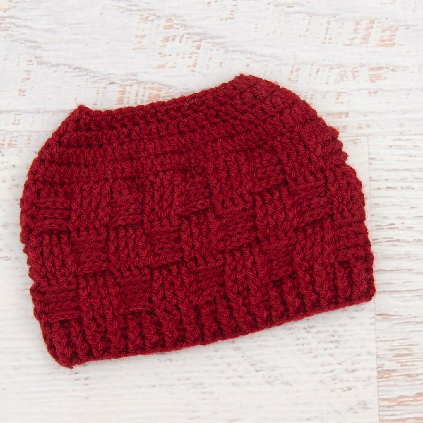 In-Stock 3-10 Year The 'Everyday' Messy Bun Hat in Cranberry