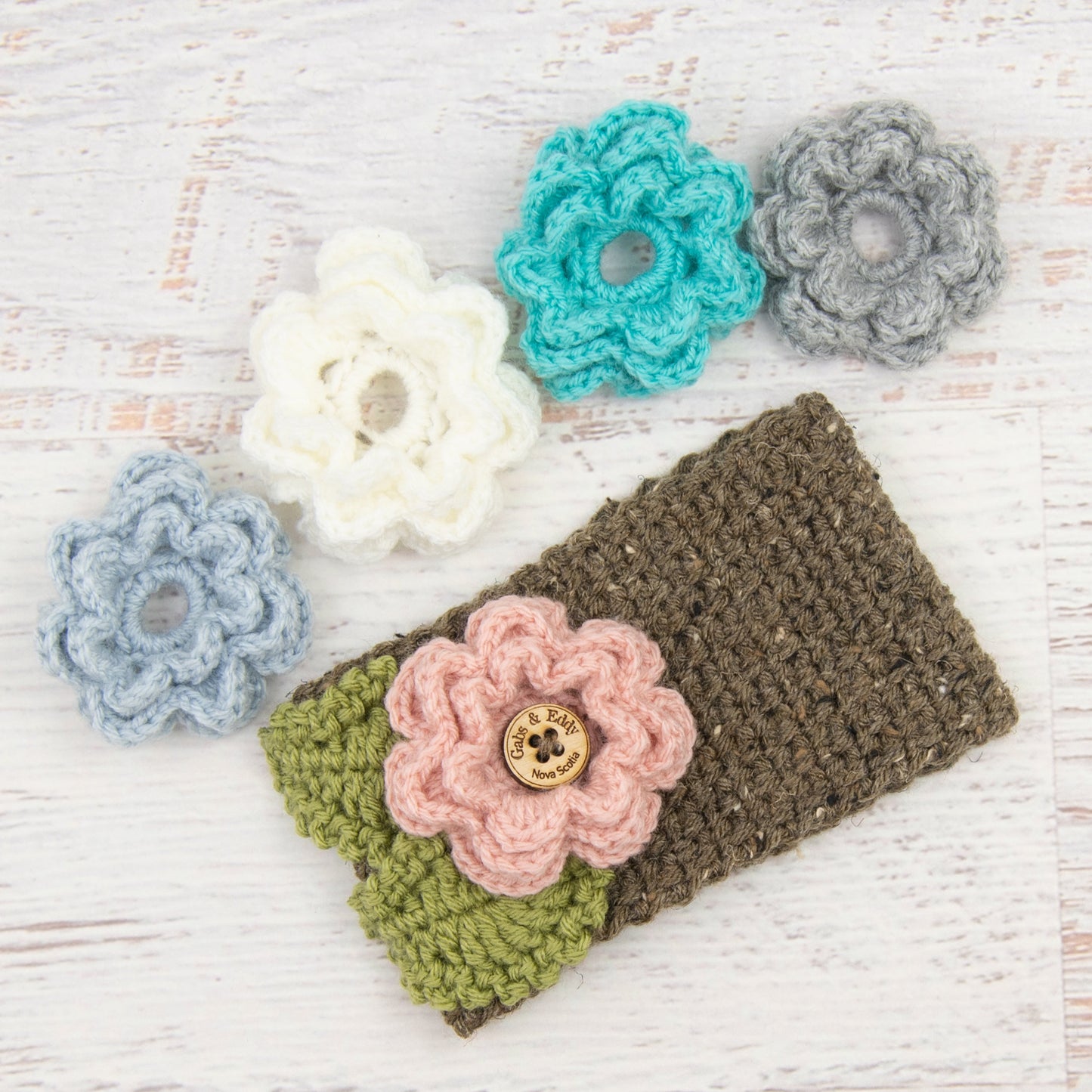In-Stock 3-10 Year Garden Party Headband in Barley with 5 Interchangeable Flowers