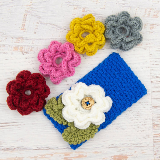 In-Stock 3-10 Year Garden Party Headband in Electric Blue with 5 Interchangeable Flowers