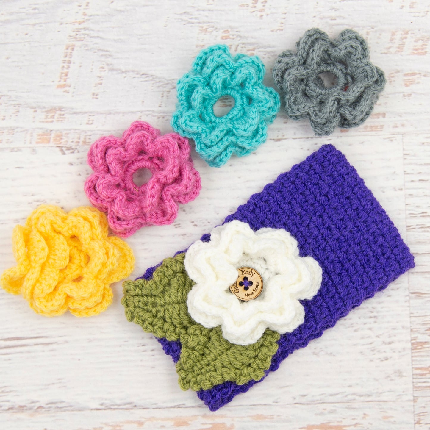 In-Stock 3-10 Year Garden Party Headband in Electric Purple with 5 Interchangeable Flowers