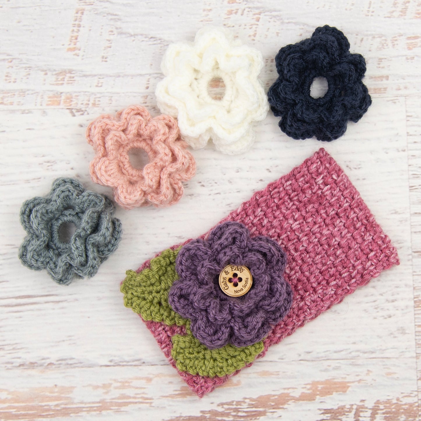 In-Stock 3-10 Year Garden Party Headband in Rose Mist with 5 Interchangeable Flowers