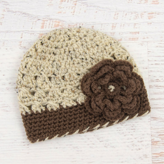 In-Stock 6-12 Month Children's Flapper Hat (Oatmeal with Chocolate)