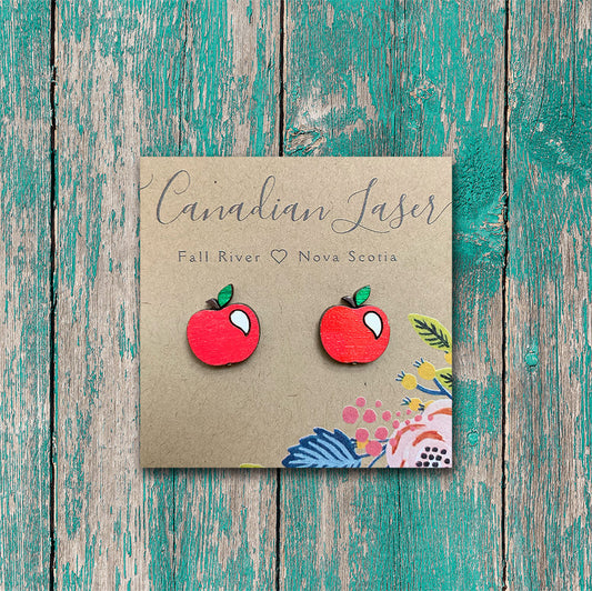 Hand Painted Wooden Studs - Fruit - Apples