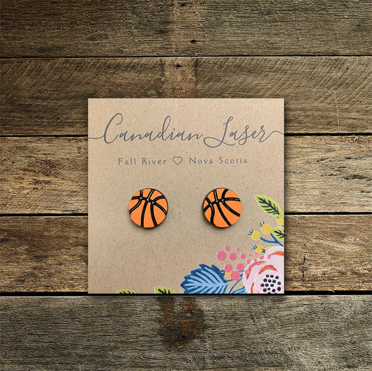 Hand Painted Wooden Studs - Sports - Basketball