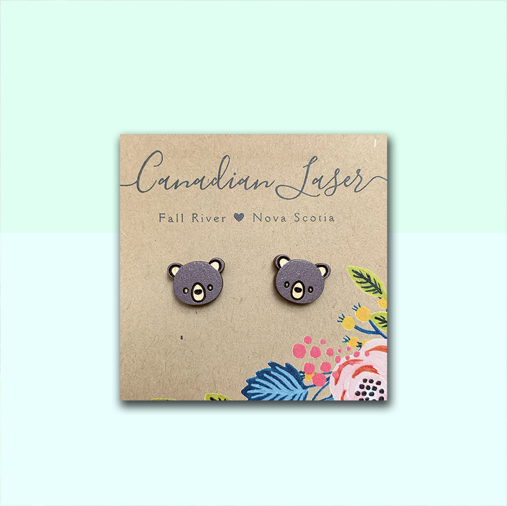 Hand Painted Wooden Studs - Woodland Creatures - Bears