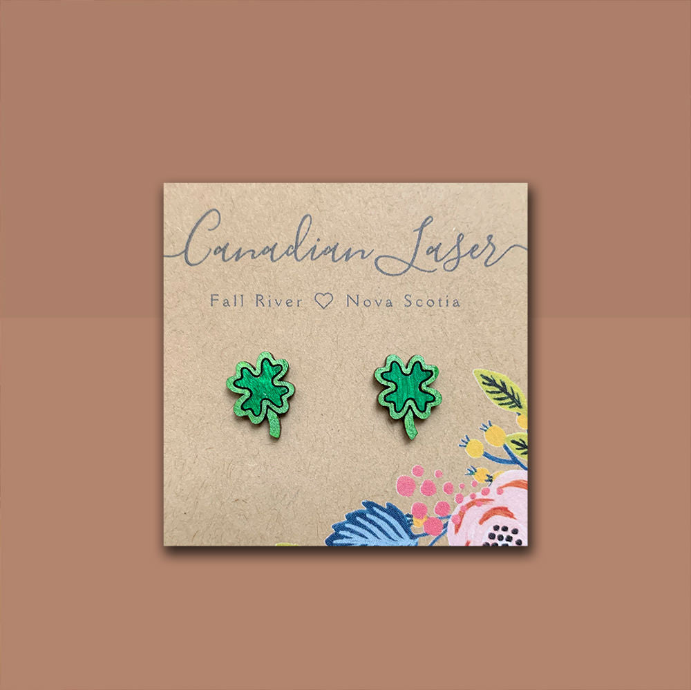 Hand Painted Wooden Studs - Holiday - St. Patricks Day - Clover