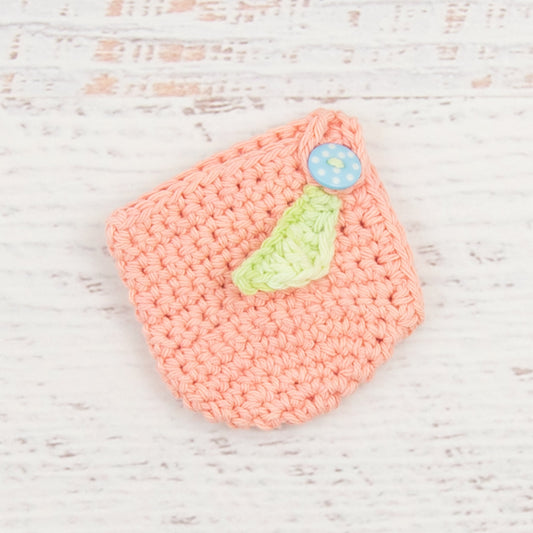 Cotton Apple Cozy in Pink with Blue Button Detail