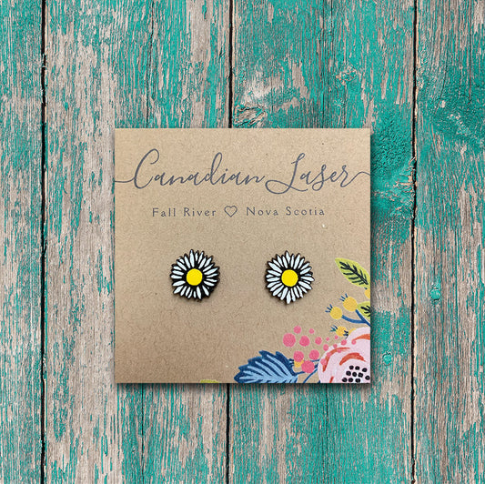 Hand Painted Wooden Studs - Daisy