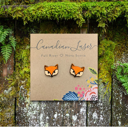 Hand Painted Wooden Studs - Woodland Creatures - Foxes