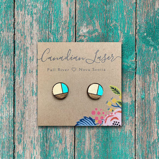 Hand Painted Wooden Studs - Geometric Sails