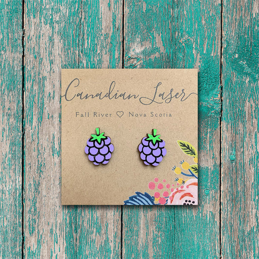 Hand Painted Wooden Studs - Fruit - Grapes