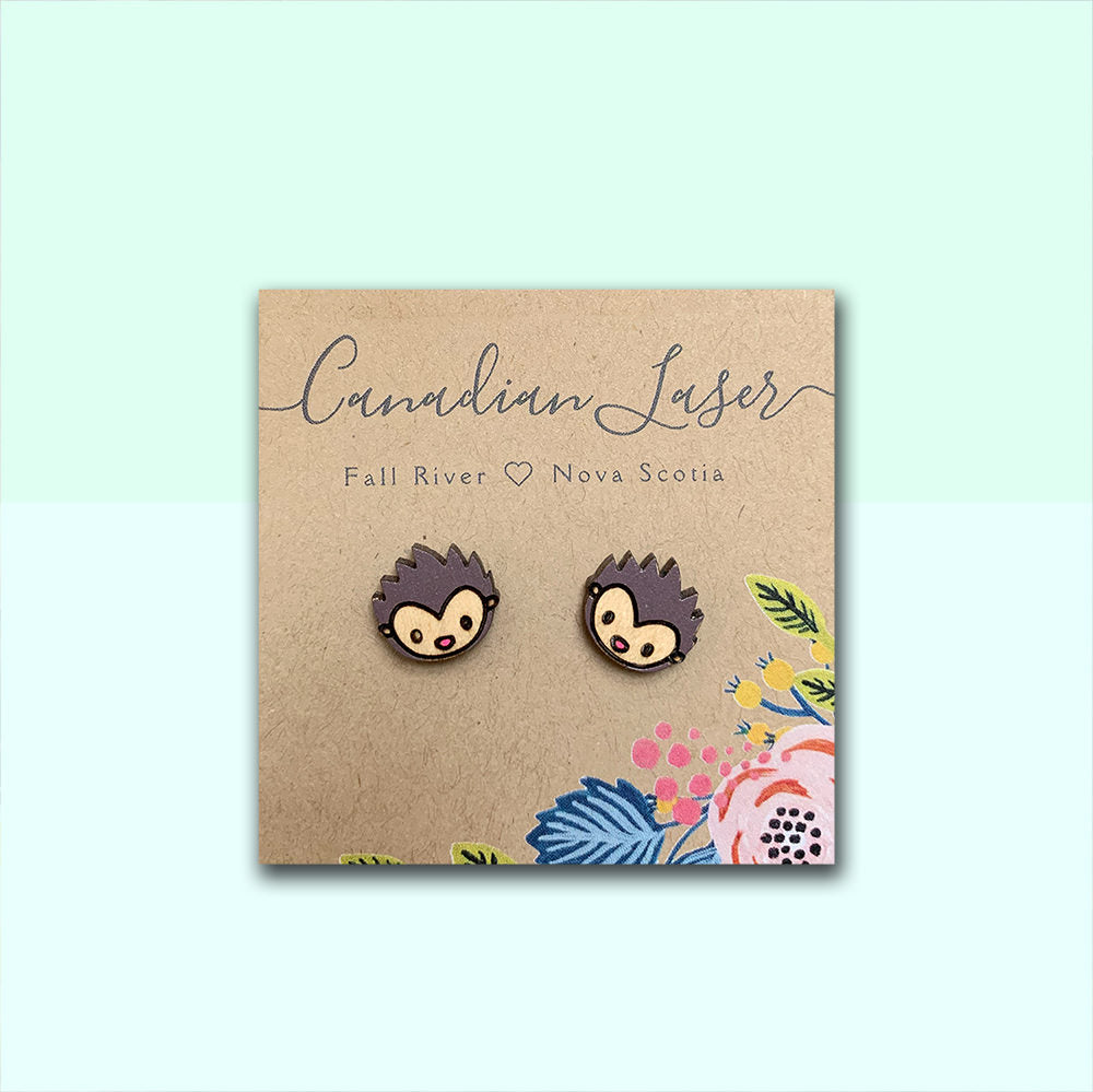 Hand Painted Wooden Studs - Woodland Creatures - Hedgehogs