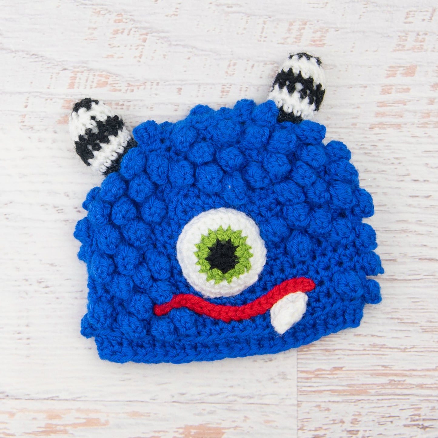 In-Stock 1-3 Year Little Monster in Electric Blue with Fern Eye and Red Lips