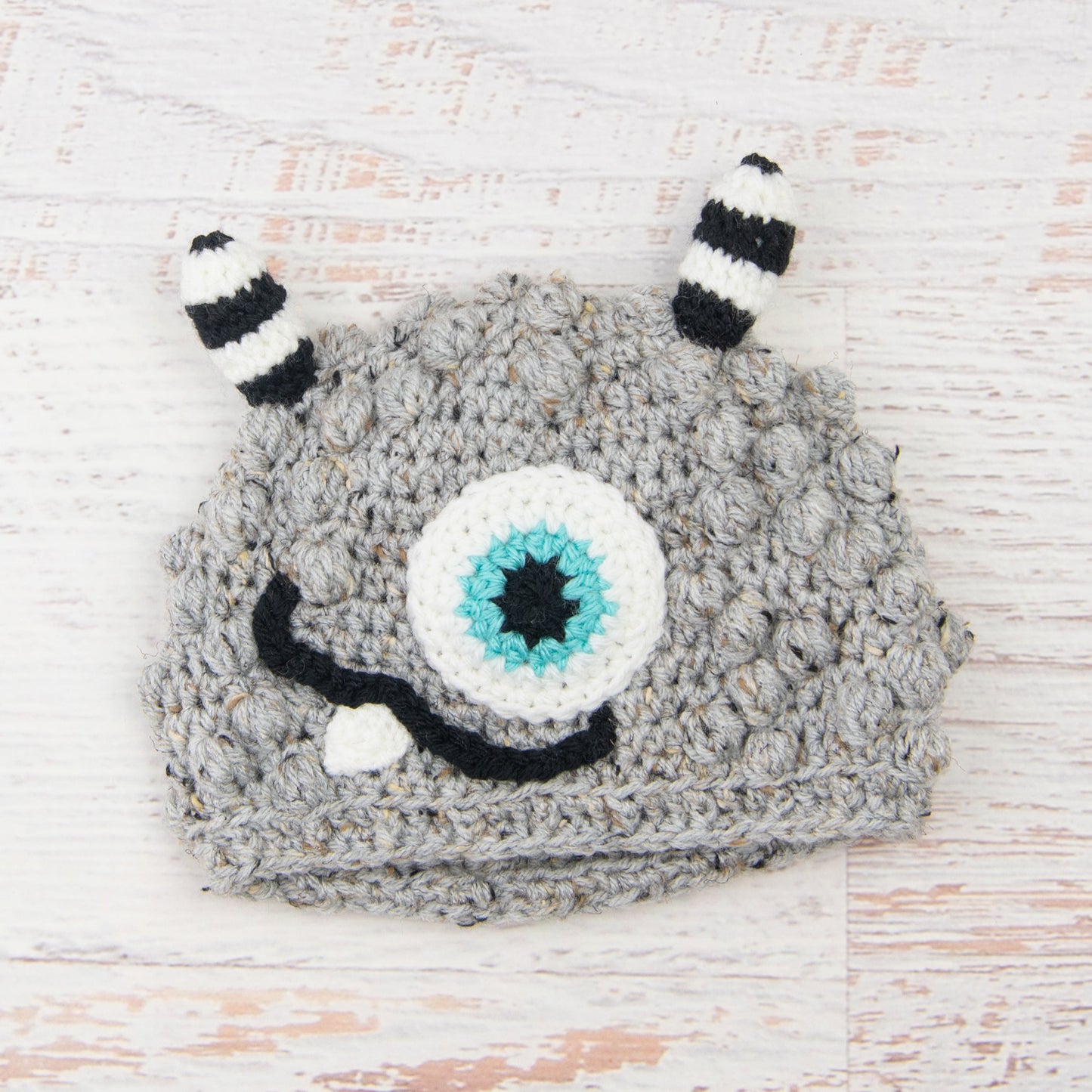 In-Stock 1-3 Year Little Monster in Grey Marble with Aqua Marine Eye