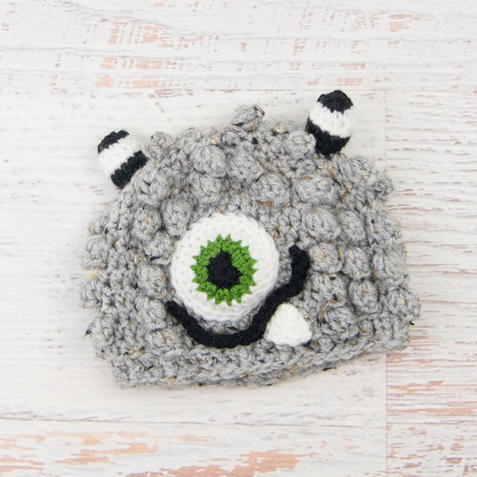 In-Stock 6-12 Month Little Monster in Grey Marble with Kelly Green Eye
