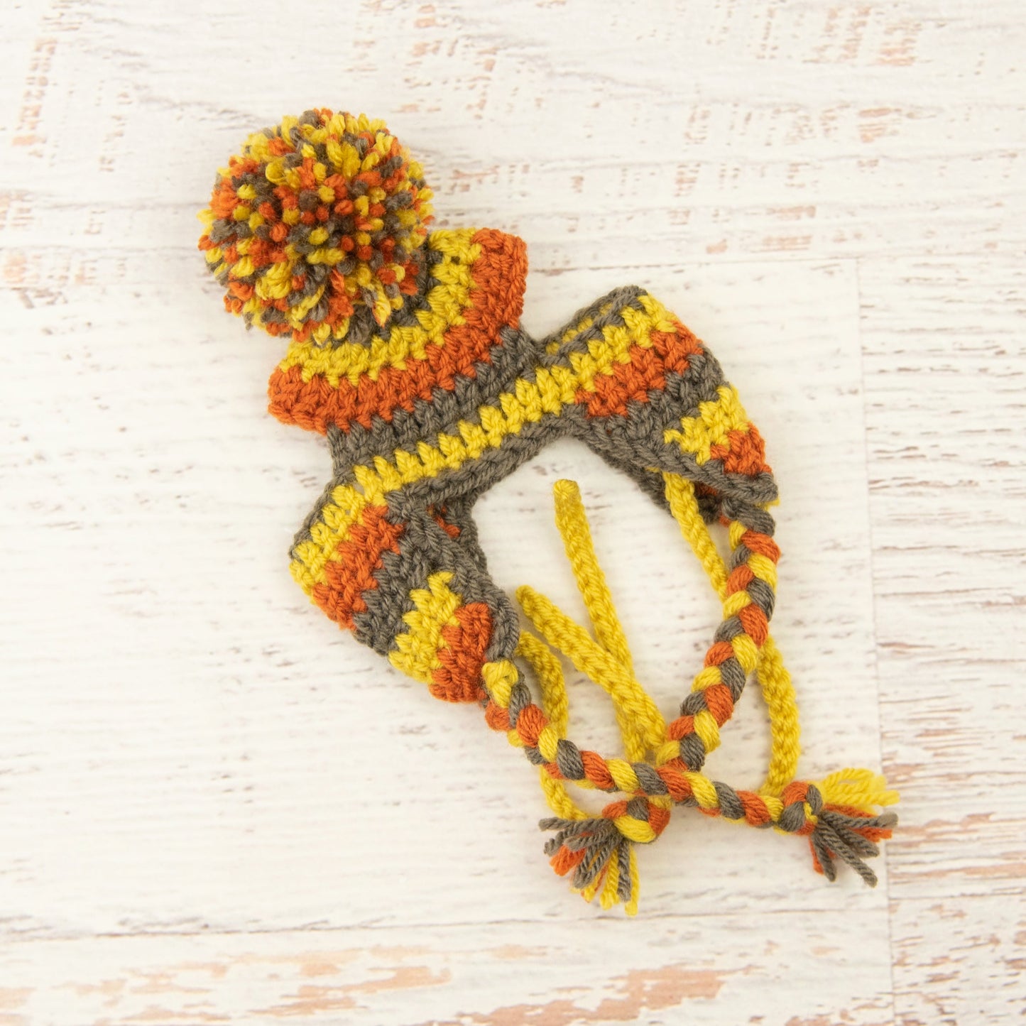 In-Stock Traditional Toque for Toy Dogs in Orange, Taupe and Mustard