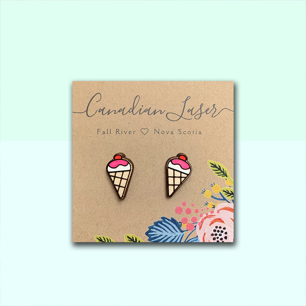 Hand Painted Wooden Studs - Treats - Waffle Cones