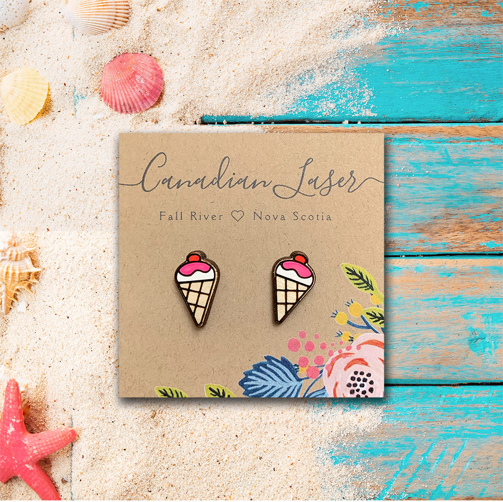Hand Painted Wooden Studs - Treats - Waffle Cones