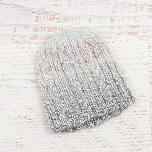 In-Stock Newborn Knitted Cabled Hat in pastel multi