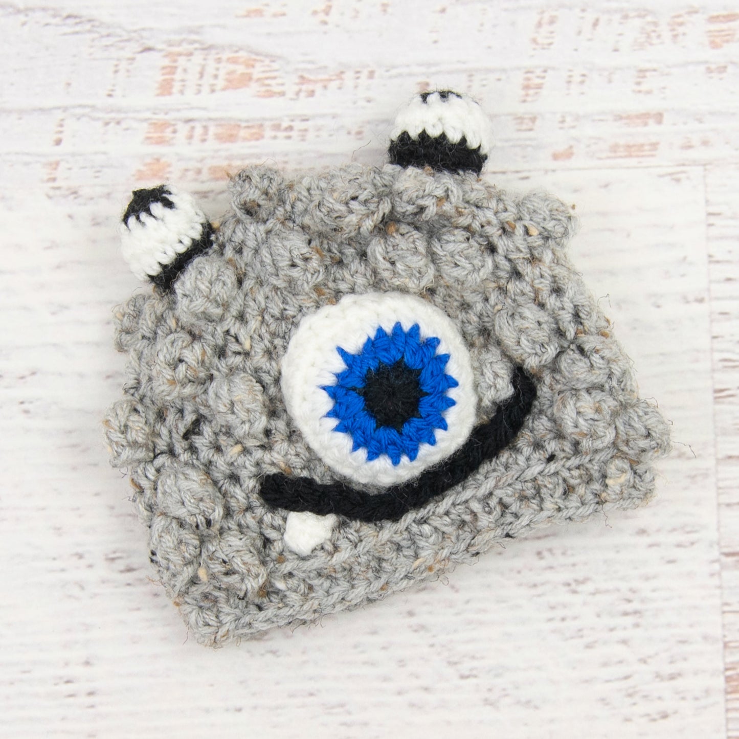 In-Stock Newborn Little Monster in Grey Marble with Electric Blue
