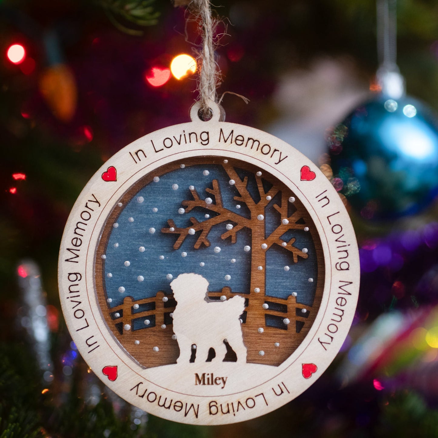 Memorial Premium Dog Christmas Tree Ornament (In Loving Memory)