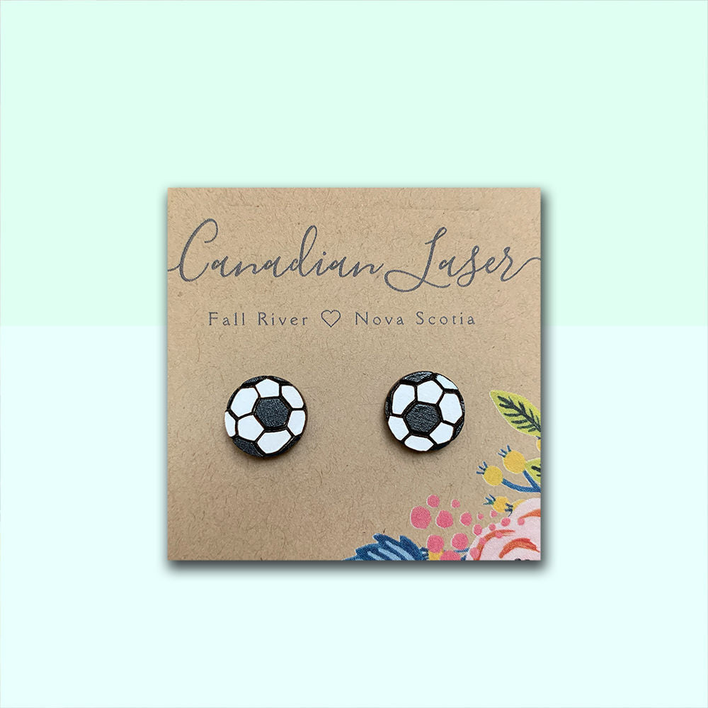 Hand Painted Wooden Studs - Sports - Soccer
