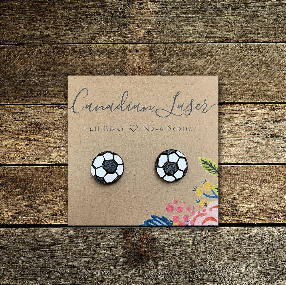 Hand Painted Wooden Studs - Sports - Soccer