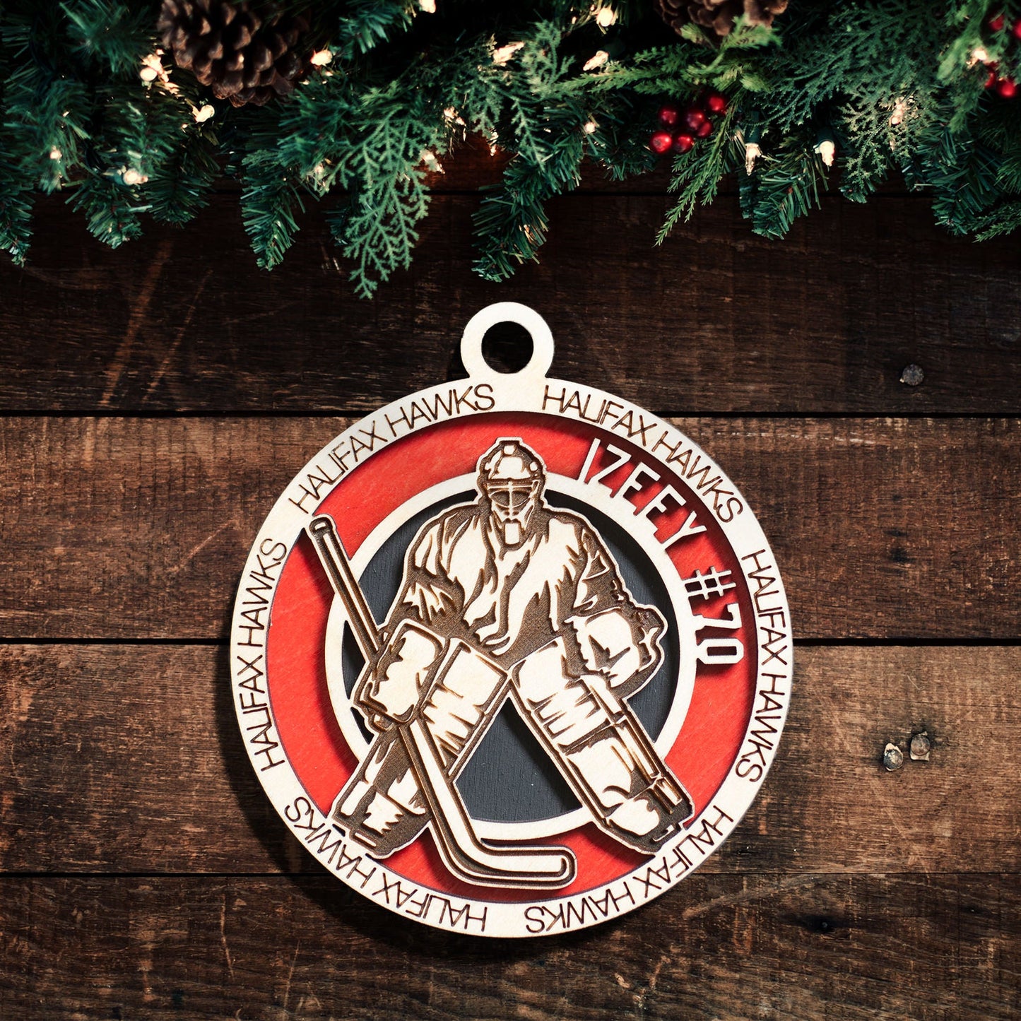Sports Ornament - Hockey - Personalized with Team, Colours, Name and Number