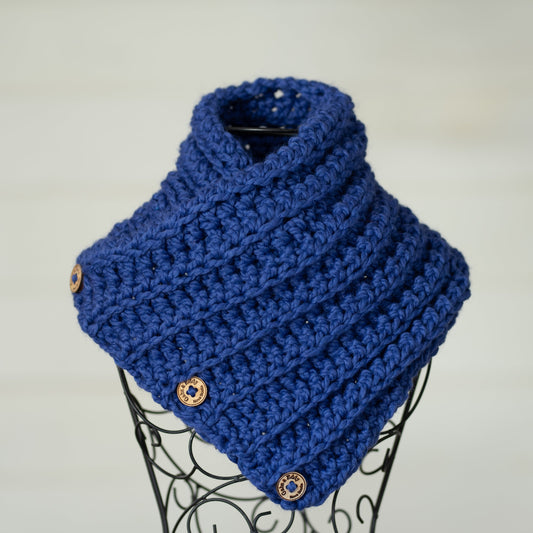 In-Stock Three Button Cowl in Cobalt