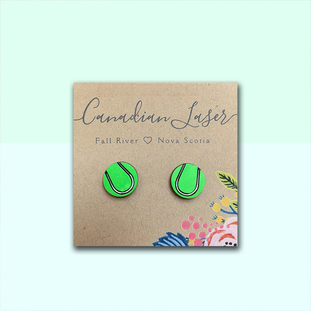 Hand Painted Wooden Studs - Sports - Tennis