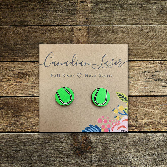 Hand Painted Wooden Studs - Sports - Tennis
