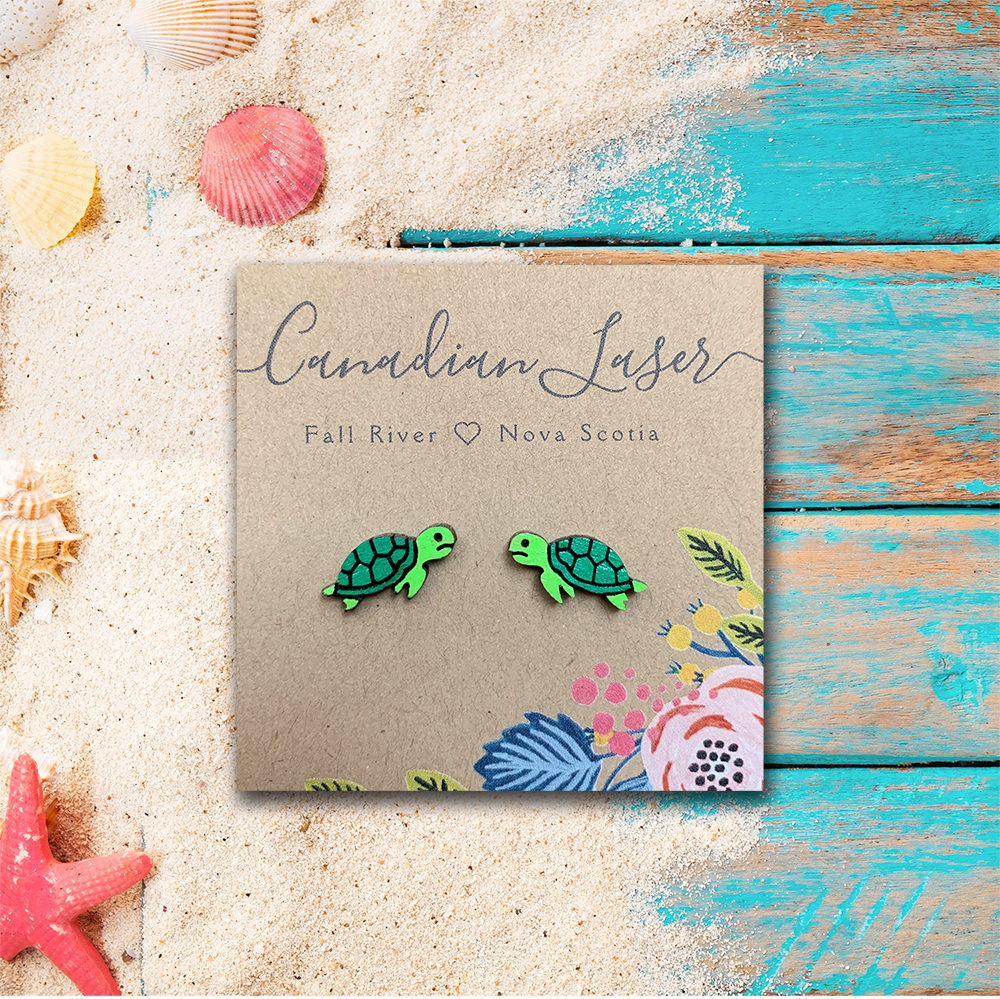 Hand Painted Wooden Studs - Sea Creatures - Turtles