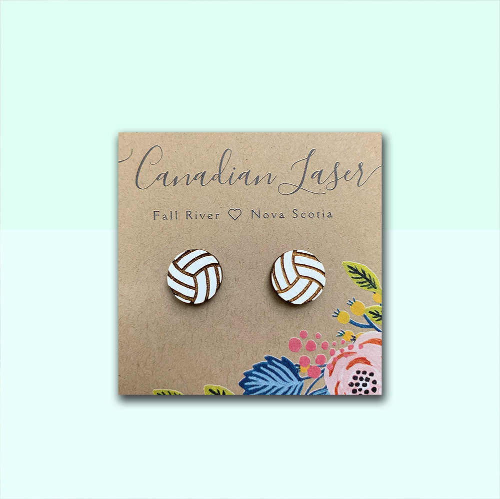 Hand Painted Wooden Studs - Sports - Volleyball