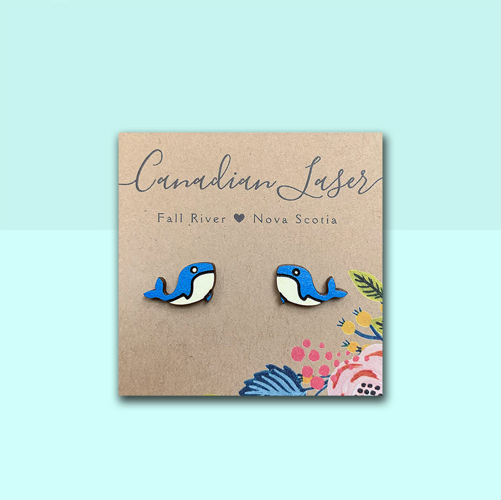 Hand Painted Wooden Studs - Sea Creatures - Whales
