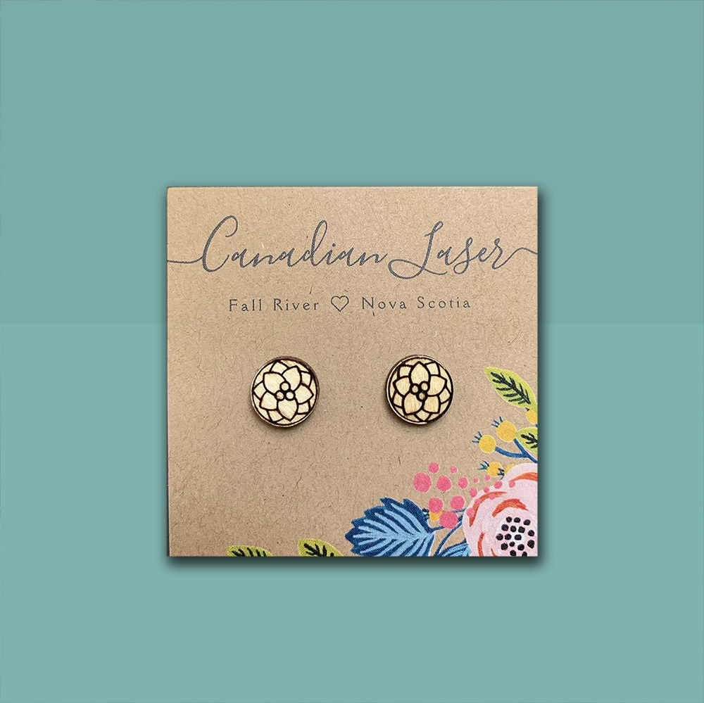 Hand Painted Wooden Studs - Wooden Flower 1