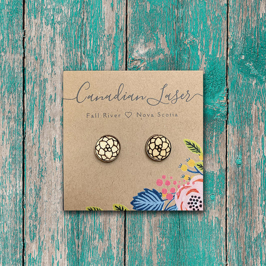 Hand Painted Wooden Studs - Wooden Flower 1