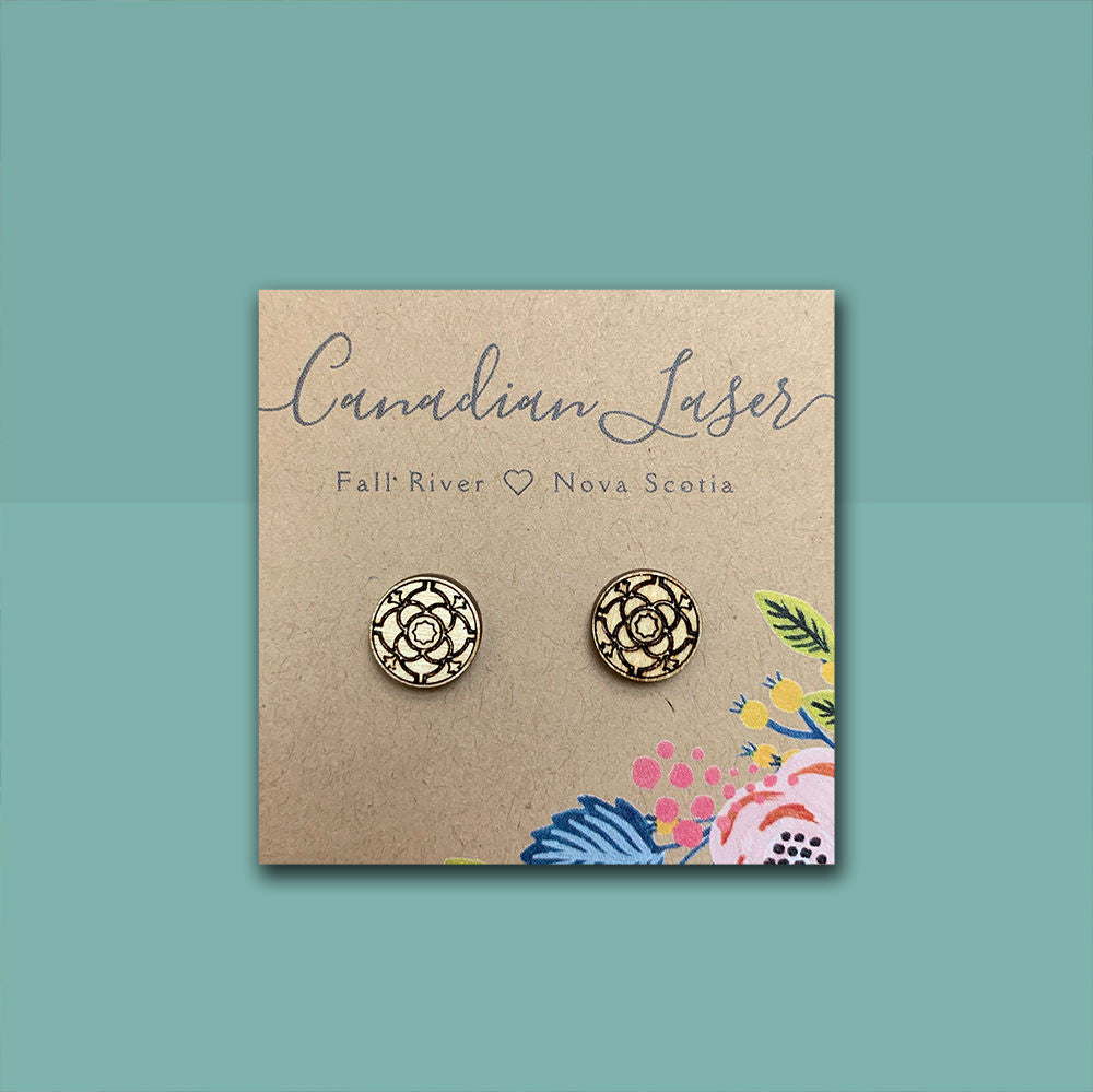 Hand Painted Wooden Studs - Wooden Flower 2